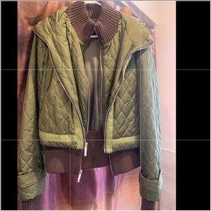 BCBG Women’s Green Jacket with Faux Fur Hood